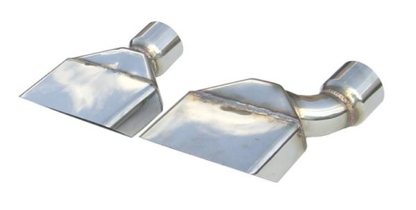 Exhaust Tail Pipe Tip Set 70-74 Cuda 2.5 in Rectangle Clamp On Hardware Not Incl Polished 304 Stainless Steel Pair Pypes Exhaust