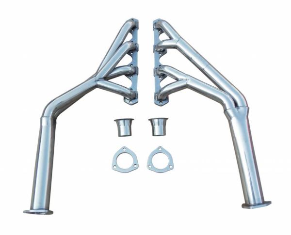 Exhaust Header Full Length Design 64-70 Mustang Tri-YLong Tube Hardware Incl 2.5 in to 2 in Collector Polished 304 Stainless Steel Pypes Exhaust