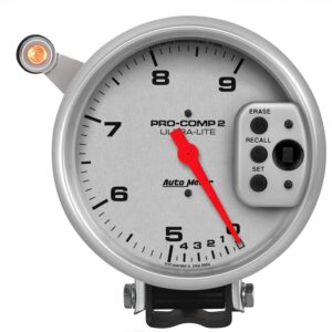 5 in. TACHOMETER, 0-9000 RPM, PEDESTAL W/ QUICK LITE, DUAL RANGE W/PEAK MEMORY, ULTRA-LITE