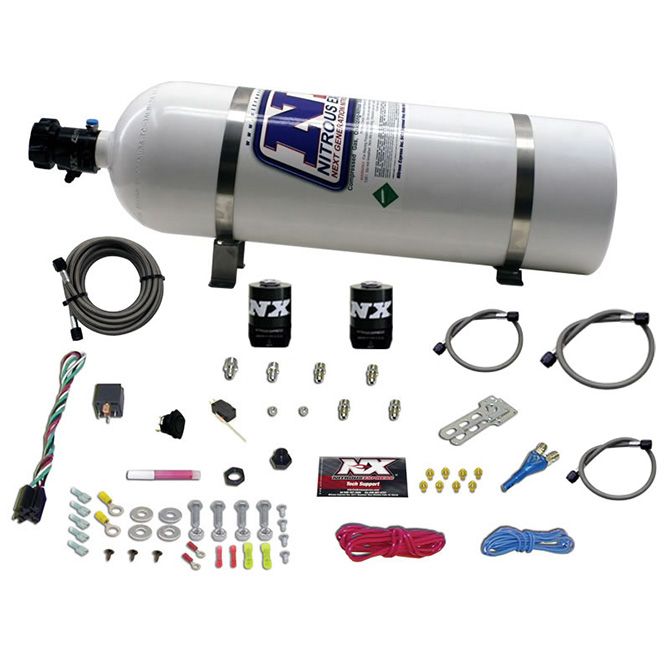 Nitrous Express GM EFI RACE (100-150-200-250HP) SINGLE NOZZLE WITH 15LB BOTTLE