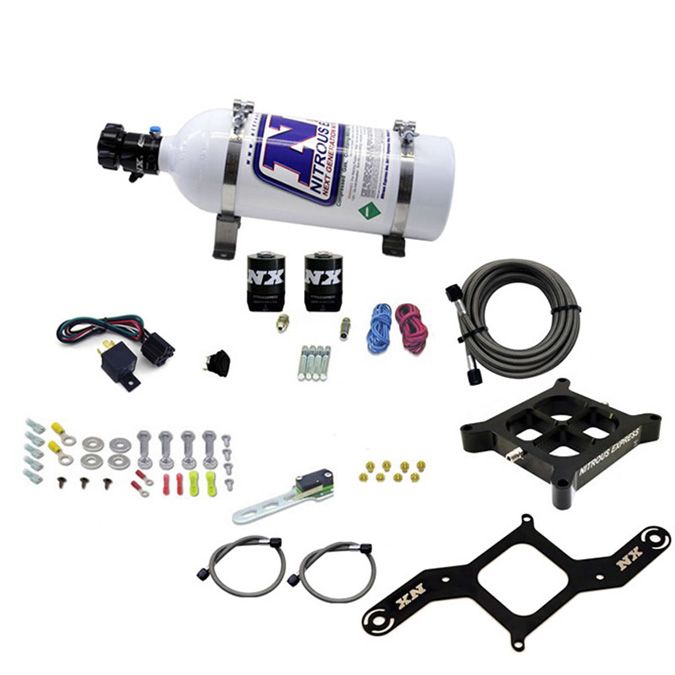 Nitrous Express 4150 SINGLE ENTRY CROSSBAR PLATE SYSTEM, PRO POWER(100-500HP) W/5LB BOTTLE