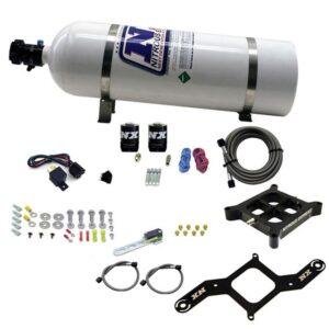 Nitrous Express 4150 SINGLE ENTRY CROSSBAR PLATE SYSTEM, PRO POWER(100-500HP) W/15LB BOTTLE