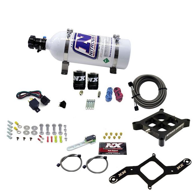 Nitrous Express 4150 SINGLE ENTRY CROSSBAR PLATE SYSTEM, RNC (250-750HP) W/5LB BOTTLE
