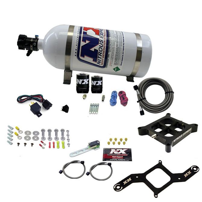 Nitrous Express 4150 SINGLE ENTRY CROSSBAR PLATE SYSTEM, RNC (250-750HP) W/10LB BOTTLE