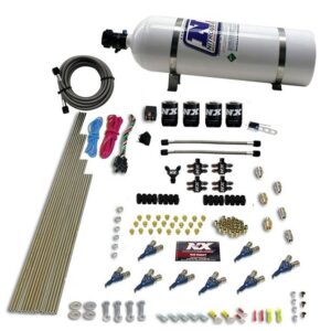 Nitrous Express 8 CYL PIRANHA DIRECT PORT, 4 SOLENOIDS, WITH 15LB BOTTLE (200-500HP EFI JETs)