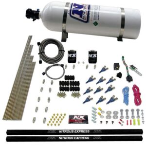 Nitrous Express 10-CYL PIRANHA NOZZLE DIRECT PORT SYSTEM W/ 15LB BOTTLE (250-500HP)