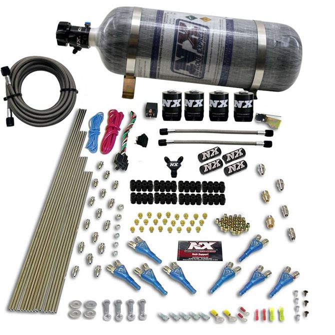 Nitrous Express 8 CYL SHARK DIRECT PORT, 4 SOLENOIDS, WITH COMPOSITE BOTTLE (200-600HP JETTING)