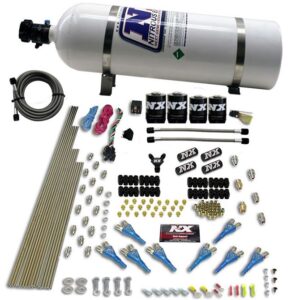 Nitrous Express 8 CYL SHARK DIRECT PORT, 4 SOLENOIDS, WITH 15LB BOTTLE (200-600HP JETTING)
