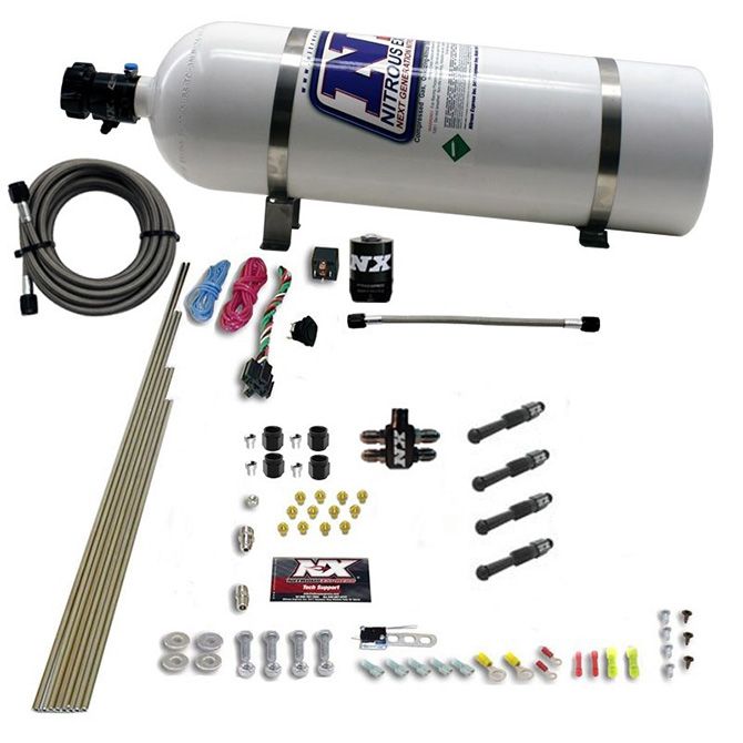 Nitrous Express DRY DIRECT PORT NITROUS SYSTEM. 4 CYLINDER W/ 15LB BOTTLE