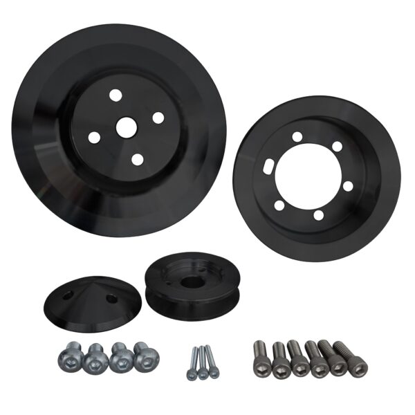 Big Block Chrysler Performance Ratio V-Belt Pulley Kit; Fluid Damper; Black (2V)