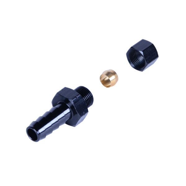 5/16” Transmission Cooler Line to 3/8” Hose Barb Black anodized Fitting