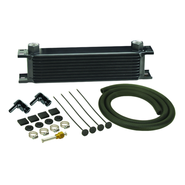 10 Row Stack Plate Transmission Cooler Kit 90 Degree Swivel Fitting