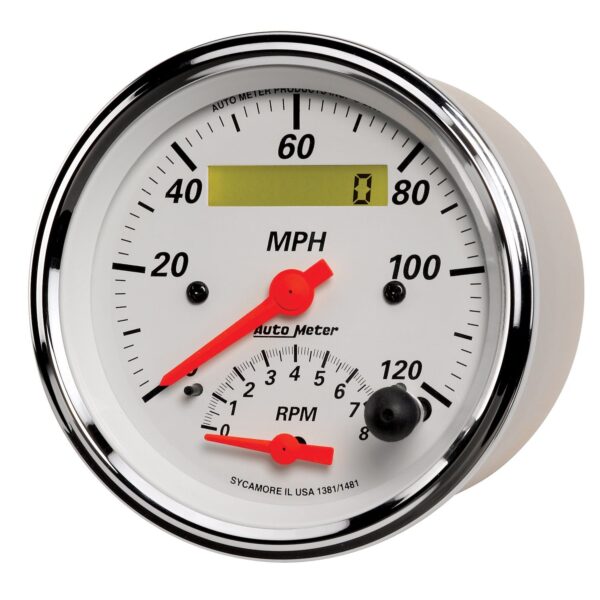 3-3/8 in. TACHOMETER/SPEEDOMETER COMBO, 8K RPM/120 MPH, ARCTIC WHITE