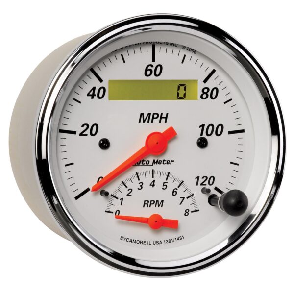 3-3/8 in. TACHOMETER/SPEEDOMETER COMBO, 8K RPM/120 MPH, ARCTIC WHITE