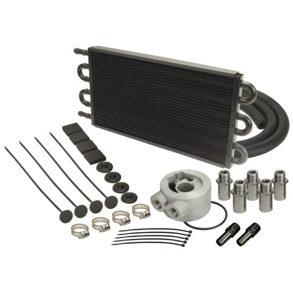 6 Pass Series 7000 Alum/Copper Universal Engine Oil Cooler Kit Sandwich Adapter