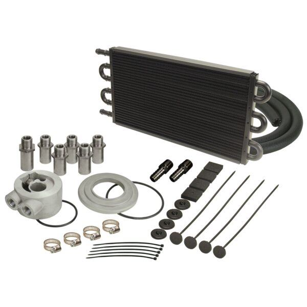 6 Pass Series 7000 Alum/Copper Universal Engine Oil Cooler Kit Sandwich Adapter