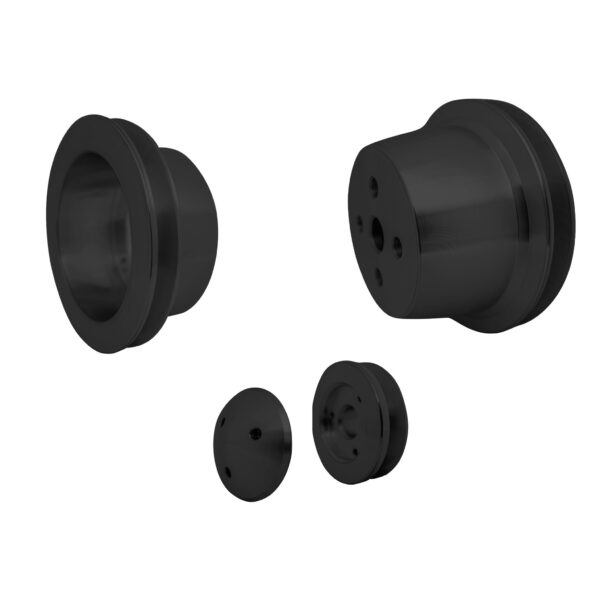 Small Block Ford High Flow V-Belt Pulley Kit - 3 Bolt - Early - Black