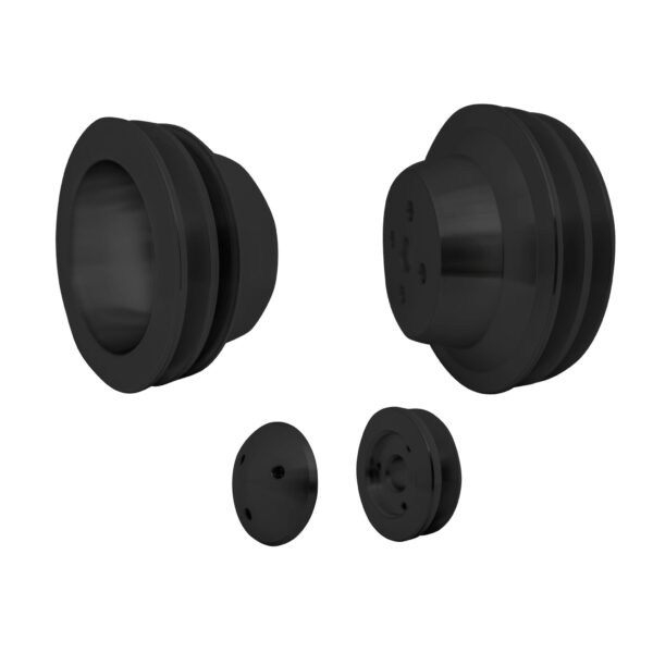 Small Block Ford V-Belt Pulley Kit - 2V - 3 Bolt - Early - Black