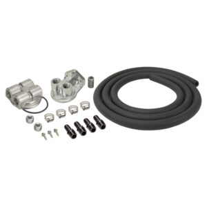 Single Mount Univ Oil Filter Reloc Kit, 1/2" NPT Ports Up, 3/4"-16 Filter Thread