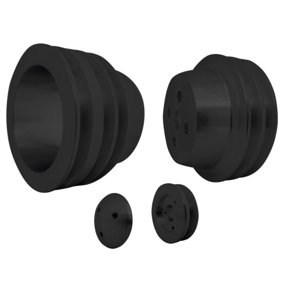 Small Block Ford High Flow Pulley Kit - 3V, 3 Bolt - Early - Black