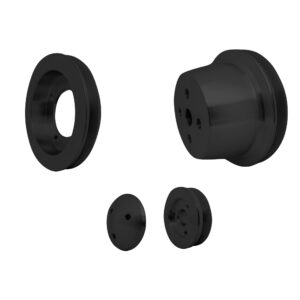 Small Block Ford V-Belt Pulley Kit - 4 Bolt - 4 Early; Black