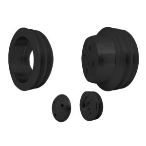 Small Block Ford V-Belt Pulley Kit - High Flow - 2V - Bolt - Late - Black