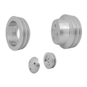 Small Block Ford V-Belt Pulley Kit - High Flow - 2V - Bolt - Late