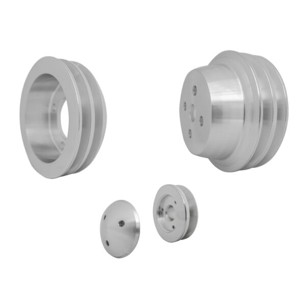 Small Block Ford V-Belt Pulley Kit - High Flow - 2V - Bolt - Late