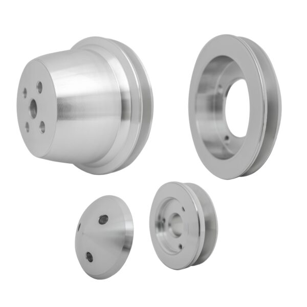 Small Block Ford V-Belt Pulley Kit - High Flow - 1V - 4 Bolt - Late