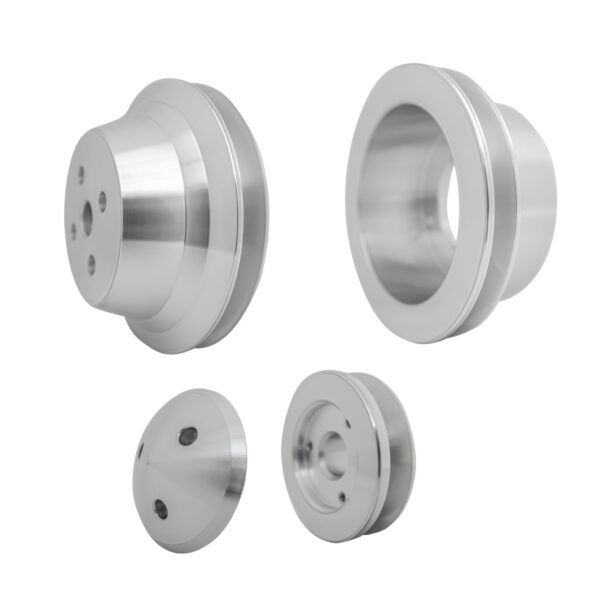 Small Block Ford V-Belt Pulley Kit - High Flow - 1V - 4 Bolt - Late
