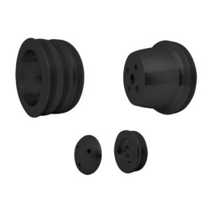 Small Block Ford V-Belt Pulley Kit - High Flow - 2.5", 3V - 4 Bolt, Late - Black