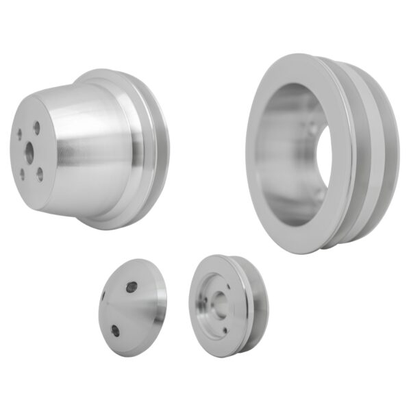 Small Block Ford V-Belt Pulley Kit - High Flow - 2V - 4 Bolt - Late