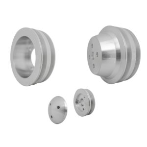 Small Block Ford V-Belt Pulley Kit - High Flow - 2V - 4 Bolt - Late