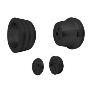 Small Block Ford Pulley Kit - 3" - High Flow - 3V, Late, 4 Bolt - Black