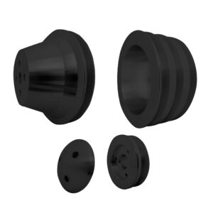 Small Block Ford Pulley Kit - 3" - High Flow - 3V, Late, 4 Bolt - Black