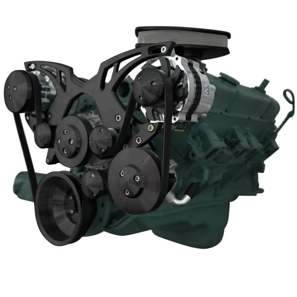 Big Block Buick Style Track Serpentine Kit - AC & PS - Black