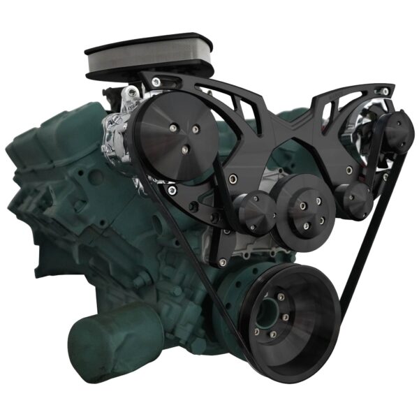 Big Block Buick Style Track Serpentine Kit - AC & ALT - Black