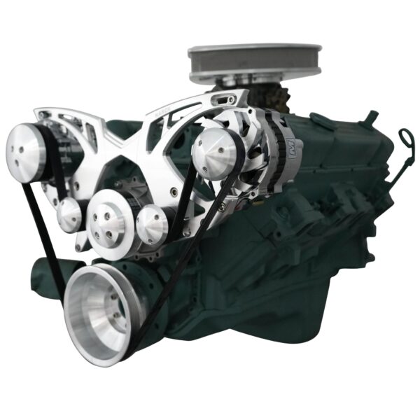Big Block Buick Style Track Serpentine Kit - AC & ALT - Chrome