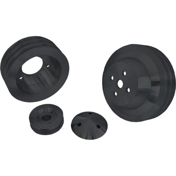 Ford FE V-Belt Pulley Kit - 2V - Black - High Flow