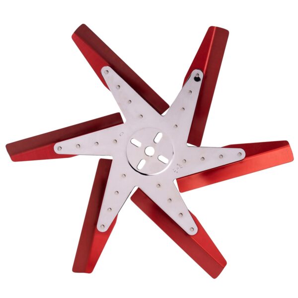 18" High Performance Aluminum Standard Rotation Flex Fan Red Blade w/ Chrome Hub