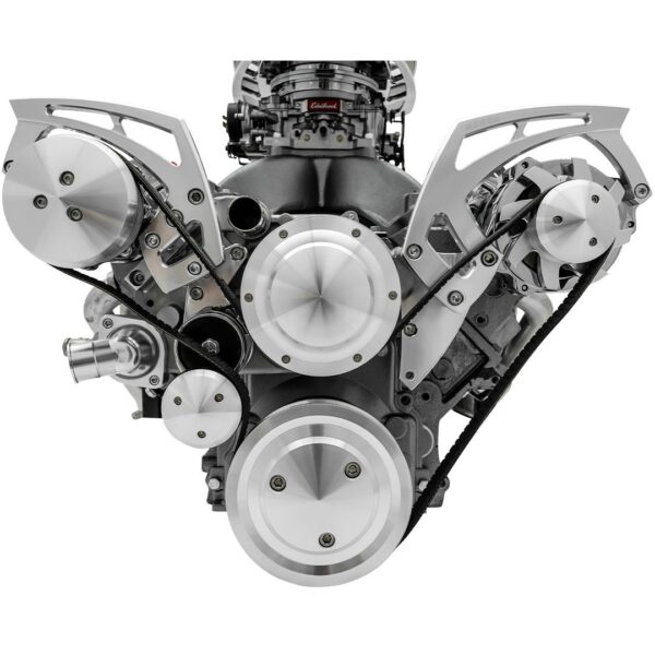 Chevy LS Chrome Powder Coat Style Track Serpentine Kit (AC/PS/ALT)