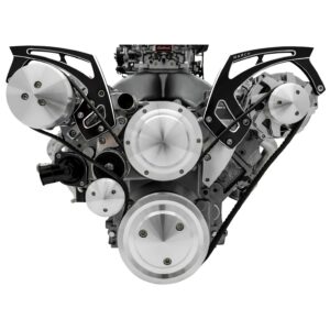 Chevy LS Style Track Serpentine System - Wide - AC & ALT - Black Onyx