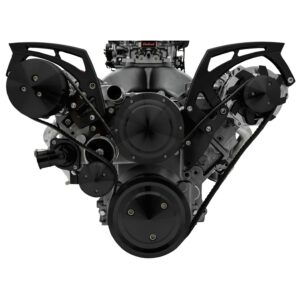 Chevy LS Style Track Serpentine System - Wide - AC & ALT - Black