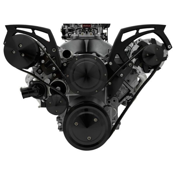 Chevy LS Style Track Serpentine System - Wide - AC & ALT - Black