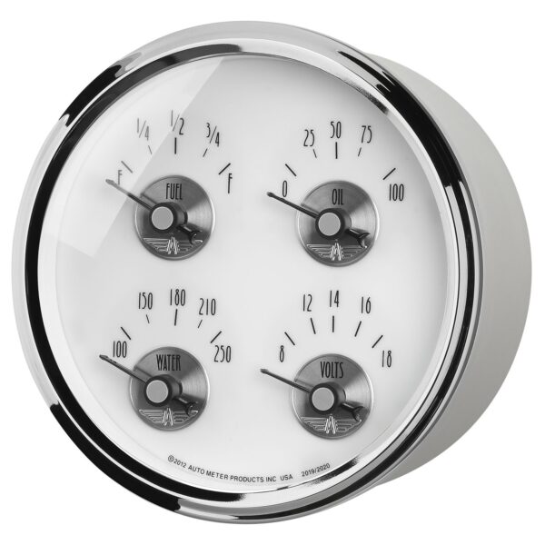 5 in. QUAD GAUGE, 100 PSI/100-250 Fahrenheit/8-18V/0-90 O, PRESTIGE PEARL