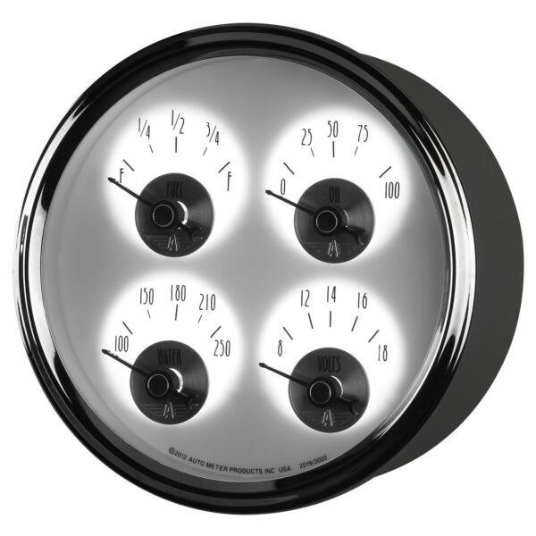 5 in. QUAD GAUGE, 100 PSI/100-250 Fahrenheit/8-18V/0-90 O, PRESTIGE PEARL