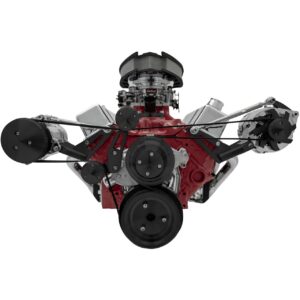 Big Block Chevy Serpentine Conversion - Outward - AC & Alternator - Black