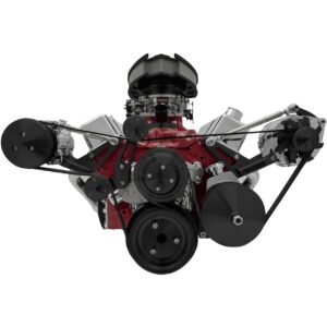 Big Block Chevy Serpentine Conversion - Outward - Saginaw-Key - Black - AC & PS