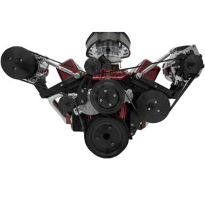 Small Block Chevy Serpentine Conversion; SWP; Reverse; Outward; GMT2; Black