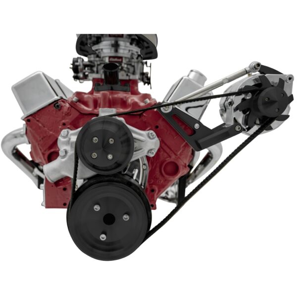 Big Block Chevy High Flow Serpentine Conversion; Outward; Alternator Only; Black
